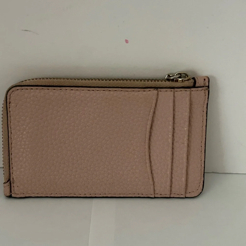 Kate Spade New York Poppy Pebbled Leather Card Wallet Zip Around‎ Pink Keyring
